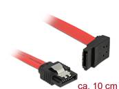 Câble SATA 6 Gb/s mâle droit > SATA mâle coudé vers le haut 10 cm métal rouge