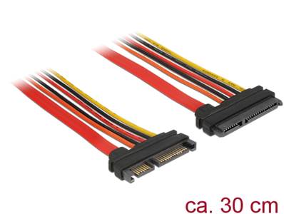 Câble d'extension SATA 6 Gb/s fiche à 22 broches > prise SATA à 22 broches (3,3 V + 5 V + 12 V) 30 c