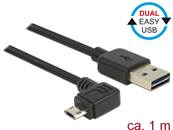 Câble EASY-USB 2.0 Type-A mâle > EASY-USB 2.0 Type Micro-B mâle coudé vers la gauche / droite 1 m no