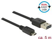 Câble EASY-USB 2.0 Type-A mâle > EASY-USB 2.0 Type Micro-B mâle 5 m noir