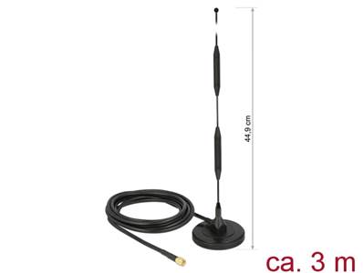 Antenne LTE mâle SMA 5 dBi fixe omnidirectionnelle avec base magnétique et câble de connexion (RG-58