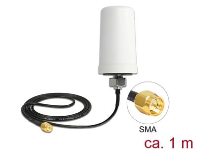 Antenne GSM / UMTS SMA mâle 0,7 - 1,6 dBi omnidirectionnelle fixe extérieure blanche