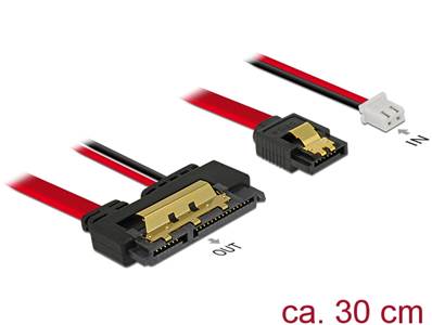 Câble SATA 6 Gbit/s 7 broches femelle + alimentation 2 broches femelle > SATA 22 broches femelle dro