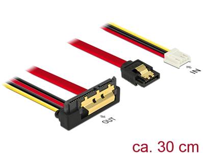 Câble SATA 6 Gb/s 7 broches femelle + alimentation Disquette 4 broches femelle > SATA 22 broches fem