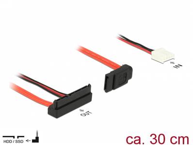 Câble SATA 6 Gb/s à 7 broches femelle + alimentation à 4 broches femelle pour disquette (5 V) > SATA