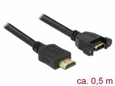 Câble HDMI-A mâle > HDMI-A femelle à montage sur panneau 4K 30 Hz 0,5 m