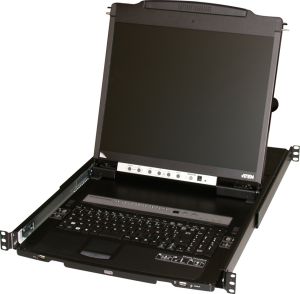 Tiroir 19" 1U  double rail 8 Ports LCD KVMP Switch, Dual console 19" LCD PS/2-USB Console