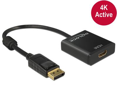 Adaptateur Displayport 1.2 mâle > HDMI femelle 4K actif noir