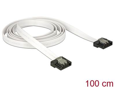 Câble SATA FLEXI 6 Go/s 100 cm en métal blanc