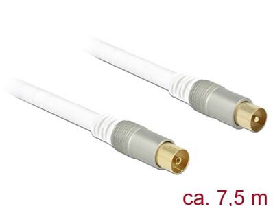 Câble d’antenne IEC mâle > IEC femelle RG-6/U quad shield 7,5 m blanc Premium