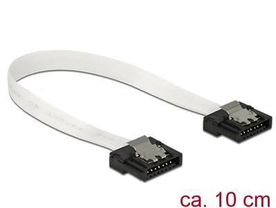 Câble SATA FLEXI 6 Go/s 10 cm en métal blanc