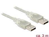 Câble USB 2.0 Type-A mâle > USB 2.0 Type-A mâle 3 m transparent