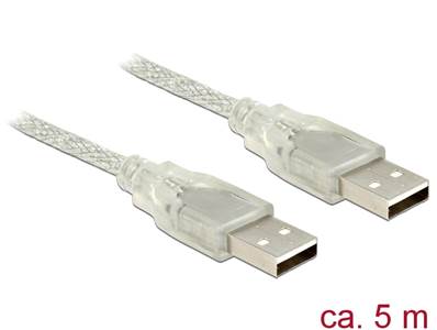 Câble USB 2.0 Type-A mâle > USB 2.0 Type-A mâle 5 m transparent