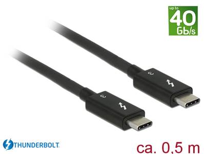 Câble Thunderbolt™ 3 (40 Go/s) USB-C™ mâle > mâle passif 0,5 m 5 A noir