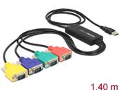 Adaptateur USB 2.0 Type-A mâle > 4 Serial RS-232 DB9 mâle