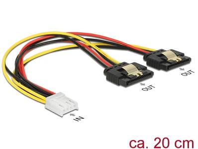 Câble Alimentation Disquette 4 broches femelle > 2 x SATA 15 broches femelle métal 20 cm