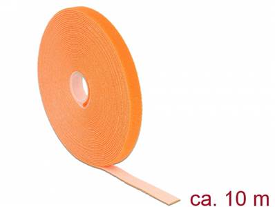 Fermetures par velcro L 10 m x l 13 mm rouleau orange