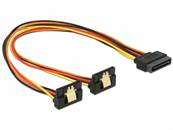 Kabel SATA 15 Pin Strom Stecker mit Einrastfunktion > 2 x SATA 15 Pin Strom Buchse 30 cm