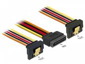 Kabel SATA 15 Pin Strom Stecker mit Einrastfunktion > 2 x SATA 15 Pin Strom Buchse 30 cm