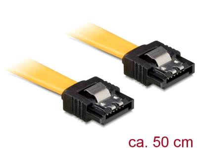 Câble SATA 6 Gb/s mâle droit > SATA mâle droit 50 cm métal jaune