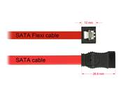 Câble SATA FLEXI 6 Go/s 10 cm en métal rouge