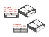 Cadre d'installation 5.25" pour disques durs 1 x 3.5" + 2 x 2.5" ou 6 x 2.5"