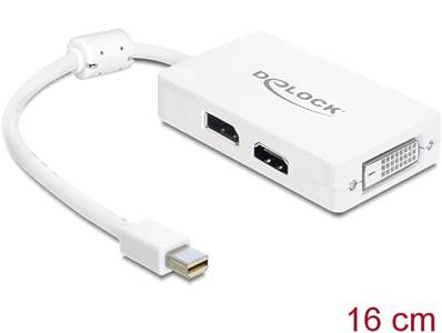 Adaptateur mini Displayport 1.1 mâle > Displayport / HDMI / DVI femelle passif blanc