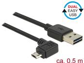 Câble EASY-USB 2.0 Type-A mâle > EASY-USB 2.0 Type Micro-B mâle coudé vers la gauche / droite 0,5 m