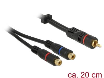 Cable 1 x RCA mâle > 2 x RCA femelle 20 cm OFC noir
