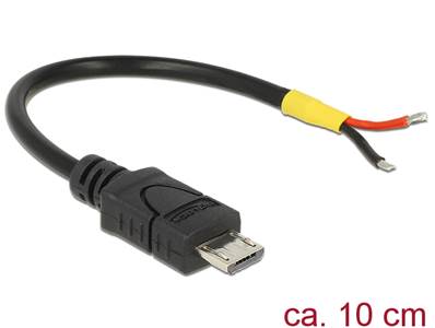 Câble USB 2.0 Micro-B mâle > alimentation 2 fils ouverts 10 cm Raspberry Pi