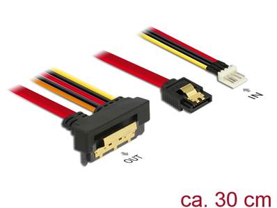 Câble SATA 6 Gb/s 7 broches femelle + alimentation Disquette 4 broches mâle > SATA 22 broches femell