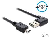 Câble EASY-USB 2.0 Type-A mâle coudé vers la gauche / droite > USB 2.0 Type Mini-B mâle 2 m