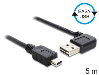 Câble EASY-USB 2.0 Type-A mâle coudé vers la gauche / droite > USB 2.0 Type Mini-B mâle 5 m