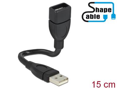 Câble USB 2.0 Type-A mâle > USB 2.0 Type-A femelle ShapeCable 0,15 m