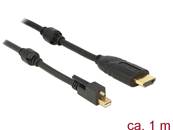 Câble mini Displayport 1.2 mâle avec vis > HDMI mâle 4K actif noir 1 m