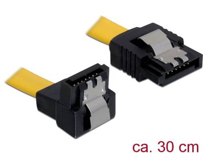 Câble SATA 6 Gbit/s mâle droit > SATA mâle coudé vers le bas 30 cm métal jaune