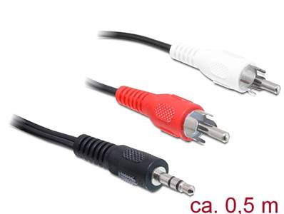 Câble Audio prise jack stéréo de 3.5 mm mâle > 2 x RCA mâle 0,5 m