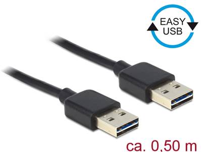 Câble EASY-USB 2.0 Type-A mâle > EASY-USB 2.0 Type-A mâle 0,5 m noir