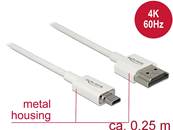 Câble HDMI haute vitesse avec Ethernet - HDMI-A mâle > HDMI Micro-D mâle 3D 4K 0,25 m Fin Haut de ga