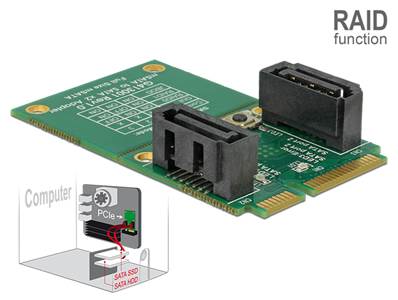 Convertisseur mSATA mâle > 2 x SATA 7 broches mâle avec RAID