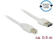 Câble EASY-USB 2.0 Type-A mâle > USB 2.0 Type-B mâle 0,5 m blanc