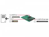 Convertisseur SATA à 22 broches  > 1 x M.2 + 1 x mSATA