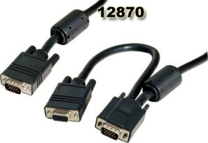 Câble VGA en Y- 2 x HD15M + 1 x HD15F