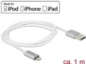Câble d’alimentation et de transfert des données USB pour iPhone™, iPad™, iPod™ 1 m blanc avec indic