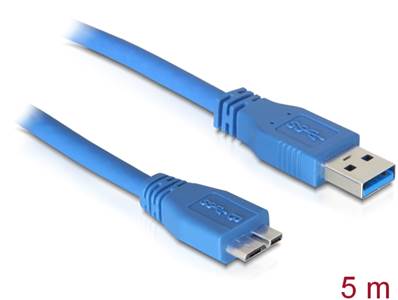 Câble USB 3.0 type-A mâle > USB 3.0 type Micro-B mâle 5 m bleu