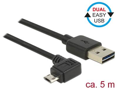Câble EASY-USB 2.0 Type-A mâle > EASY-USB 2.0 Type Micro-B mâle coudé vers la gauche / droite 5 m no