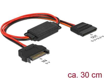 Convertisseur de tension à câble fiche SATA 15 broches 5 V > prise SATA 15 broches 3,3 V + 5 V