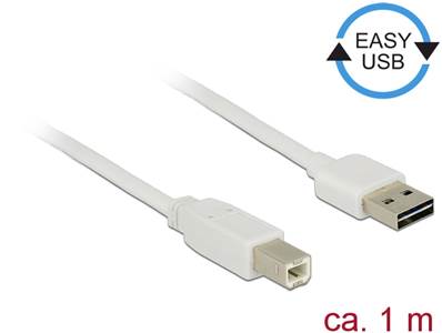 Câble EASY-USB 2.0 Type-A mâle > USB 2.0 Type-B mâle 1 m blanc