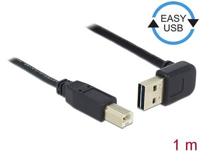 Câble EASY-USB 2.0 Type-A mâle coudé vers le haut / bas > USB 2.0 Type-B mâle 1 m
