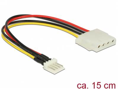 Câble Alimentation Disquette 4 broches mâle > Molex 4 broches femelle 15 cm